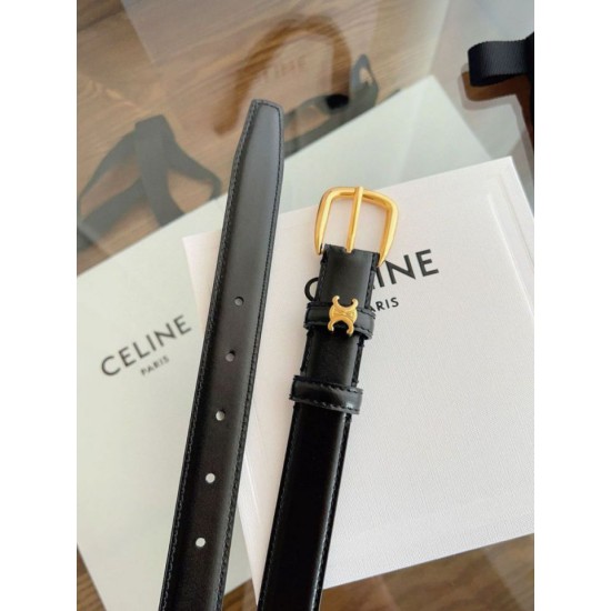 Top Replica Celine Vivienne Medium Belt 25mm in Natural Calfskin Black