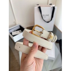Top Replica Celine Vivienne Medium 25mm Belt in White Natural Calfskin