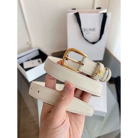 Top Replica Celine Vivienne Medium 25mm Belt in White Natural Calfskin