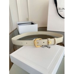 Top Replica Celine Vivienne Medium 25mm Belt in White Natural Calfskin