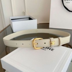 Top Replica Celine Vivienne Medium 25mm Belt in White Natural Calfskin