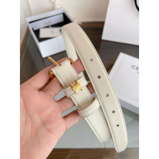 Top Replica Celine Vivienne Medium 25mm Belt in White Natural Calfskin