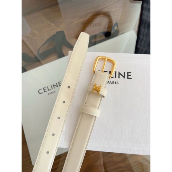 Top Replica Celine Vivienne Medium 25mm Belt in White Natural Calfskin
