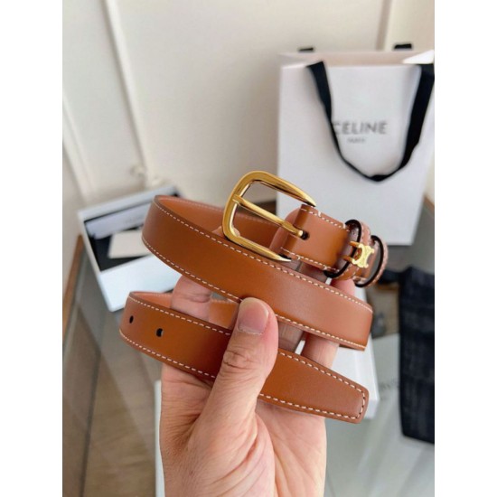 Top Replica Celine Vivienne Medium 25mm Belt in Brown Natural Calfskin