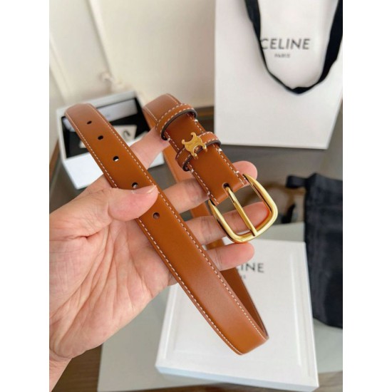 Top Replica Celine Vivienne Medium 25mm Belt in Brown Natural Calfskin