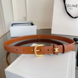 Top Replica Celine Vivienne Medium 25mm Belt in Brown Natural Calfskin