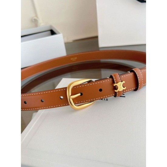 Top Replica Celine Vivienne Medium 25mm Belt in Brown Natural Calfskin