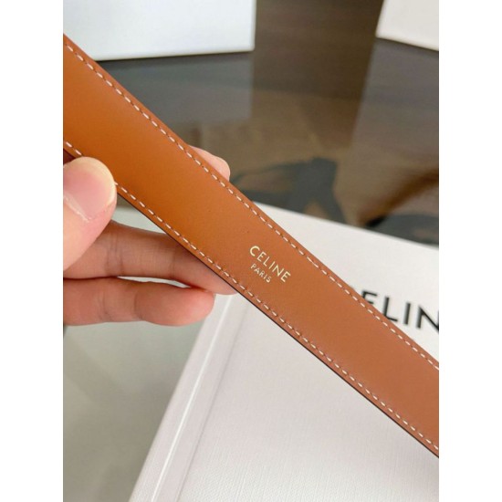 Top Replica Celine Vivienne Medium 25mm Belt in Brown Natural Calfskin