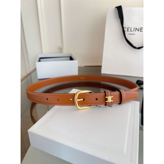 Top Replica Celine Vivienne Medium 25mm Belt in Brown Natural Calfskin