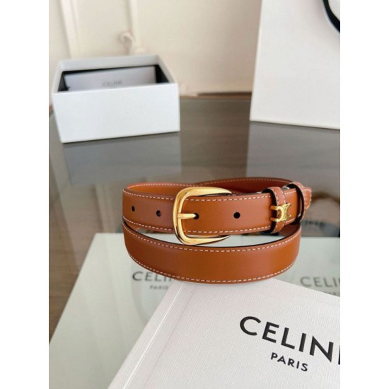 Top Replica Celine Vivienne Medium 25mm Belt in Brown Natural Calfskin