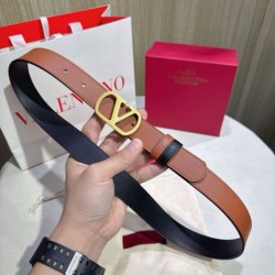 Top Replica Valentino Garavani 30mm Reversible Belt with VLogo Logo in Brown/Black