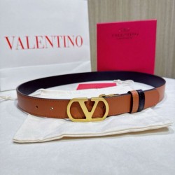 Top Replica Valentino Garavani 30mm Reversible Belt with VLogo Logo in Brown/Black