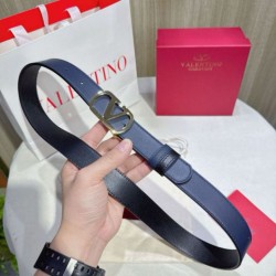 Top Replica Valentino Garavani 30mm Reversible Belt with VLogo Logo in Blue/Black