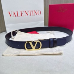 Top Replica Valentino Garavani 30mm Reversible Belt with VLogo Logo in Blue/Black