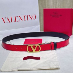 Top Replica Valentino Garavani 30mm Reversible Belt with VLogo Logo in Red/Black