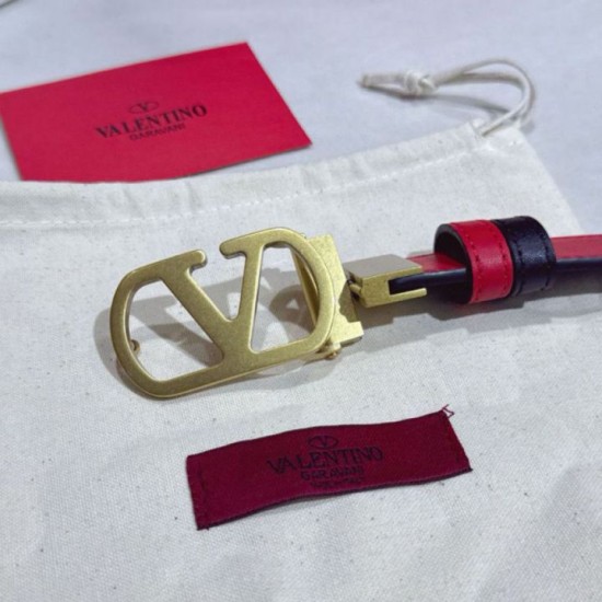 Top Replica Valentino Garavani 30mm Reversible Belt with VLogo Logo in Red/Black