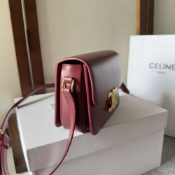 Top Replica Celine Teen Triomphe Bag in Red Calfskin