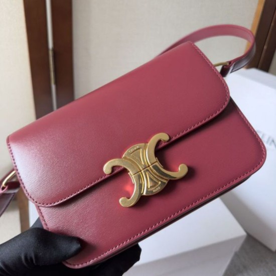 Top Replica Celine Teen Triomphe Bag in Red Calfskin