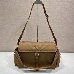 Top Replica Prada Explore Large Nappa Flap Shoulder Bag 1BD391 Brown