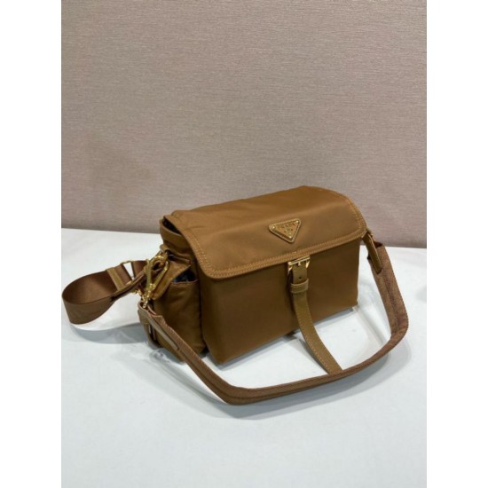 Super Clone Replica Prada Explore Re-Nylon medium shoulder bag with flap 1BD394 brown Top Replica Prada Explore Re-Nylon medium shoulder bag with flap 1BD394 brown