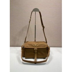 Top Replica Prada Explore Re-Nylon medium shoulder bag with flap 1BD394 brown