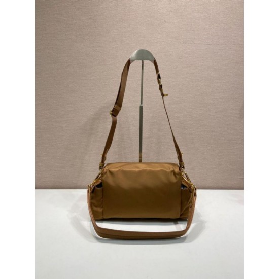 Super Clone Replica Prada Explore Re-Nylon medium shoulder bag with flap 1BD394 brown Top Replica Prada Explore Re-Nylon medium shoulder bag with flap 1BD394 brown