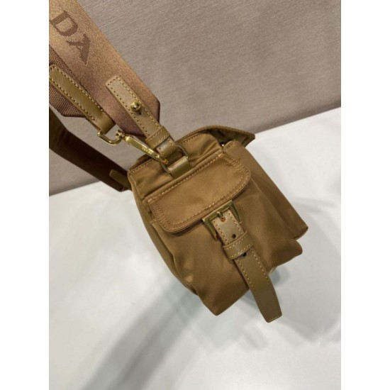 Super Clone Replica Prada Explore Re-Nylon medium shoulder bag with flap 1BD394 brown Top Replica Prada Explore Re-Nylon medium shoulder bag with flap 1BD394 brown