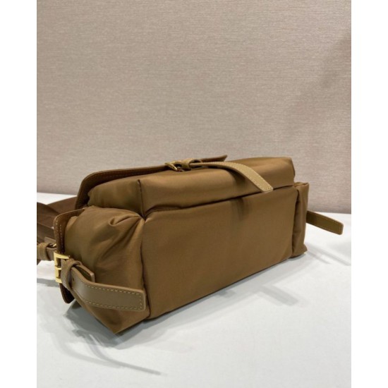 Super Clone Replica Prada Explore Re-Nylon medium shoulder bag with flap 1BD394 brown Top Replica Prada Explore Re-Nylon medium shoulder bag with flap 1BD394 brown