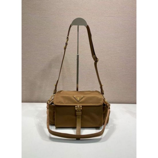 Super Clone Replica Prada Explore Re-Nylon medium shoulder bag with flap 1BD394 brown Top Replica Prada Explore Re-Nylon medium shoulder bag with flap 1BD394 brown