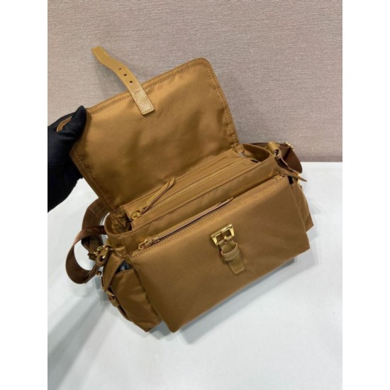 Super Clone Replica Prada Explore Re-Nylon medium shoulder bag with flap 1BD394 brown Top Replica Prada Explore Re-Nylon medium shoulder bag with flap 1BD394 brown