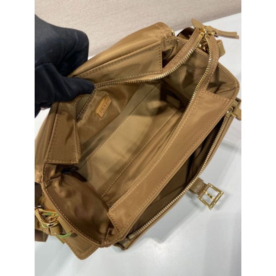 Super Clone Replica Prada Explore Re-Nylon medium shoulder bag with flap 1BD394 brown Top Replica Prada Explore Re-Nylon medium shoulder bag with flap 1BD394 brown