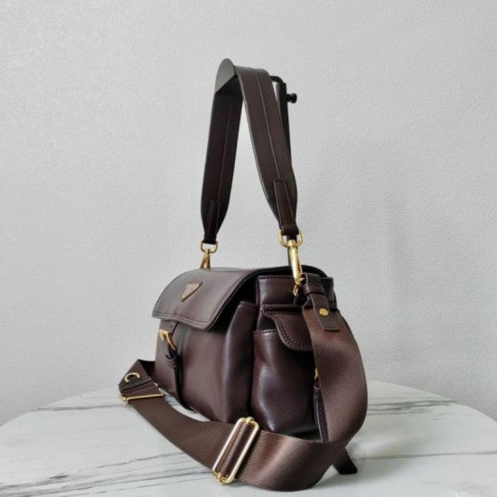 Top Replica Prada Explore medium shoulder bag with flap 1BD394 burgundy