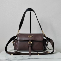 Top Replica Prada Explore medium shoulder bag with flap 1BD394 burgundy