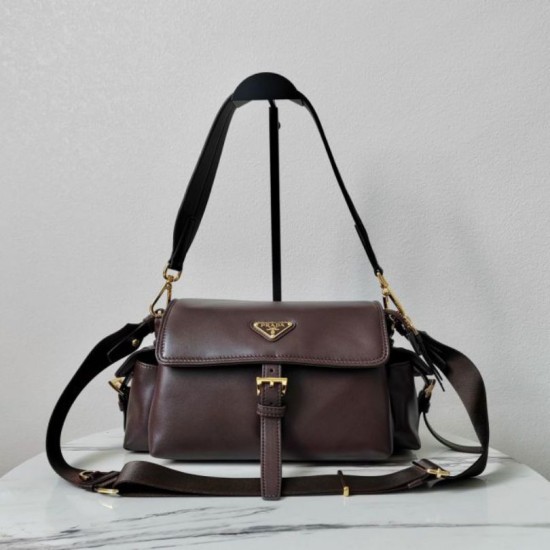 Top Replica Prada Explore medium shoulder bag with flap 1BD394 burgundy
