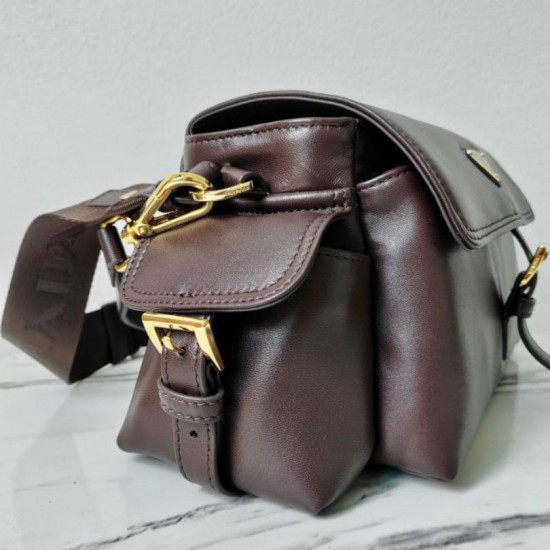 Top Replica Prada Explore medium shoulder bag with flap 1BD394 burgundy