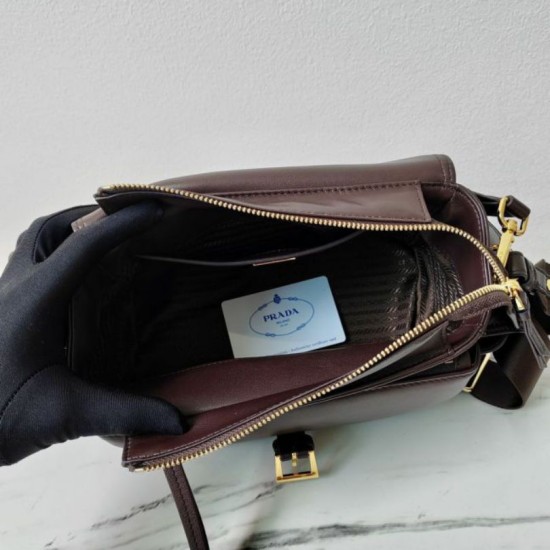 Top Replica Prada Explore medium shoulder bag with flap 1BD394 burgundy