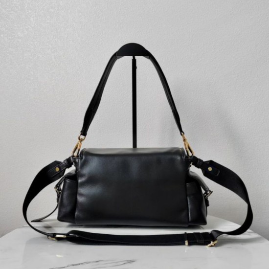 Top Replica Prada Explore medium shoulder bag with flap 1BD394 black