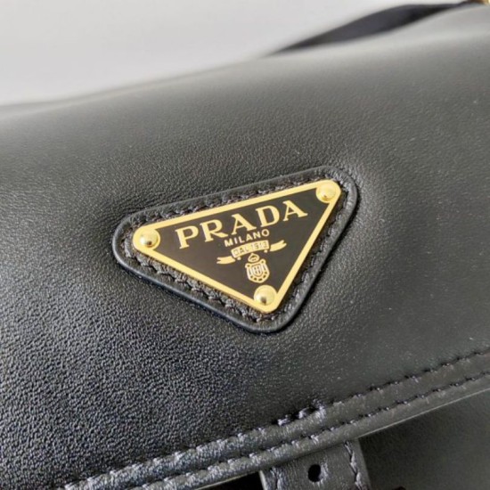 Top Replica Prada Explore medium shoulder bag with flap 1BD394 black