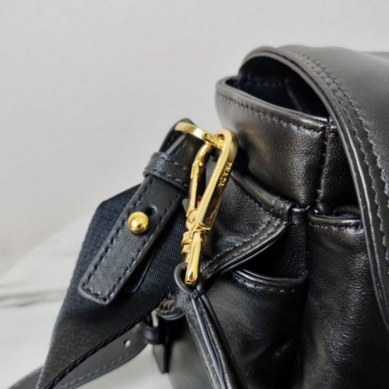 Top Replica Prada Explore medium shoulder bag with flap 1BD394 black