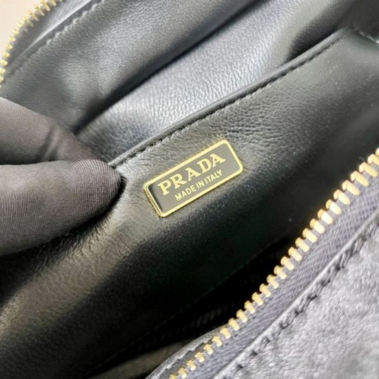 Top Replica Prada Explore medium shoulder bag with flap 1BD394 black