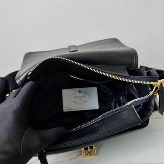Top Replica Prada Explore medium shoulder bag with flap 1BD394 black