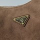 Top Replica Prada Explore medium crossbody bag with suede flap brown
