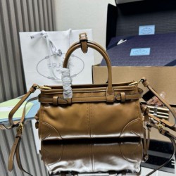 Super Clone Replica Prada Bonnie mini handbag 1BA486 Brown Top Replica Prada Bonnie mini handbag 1BA486 Brown