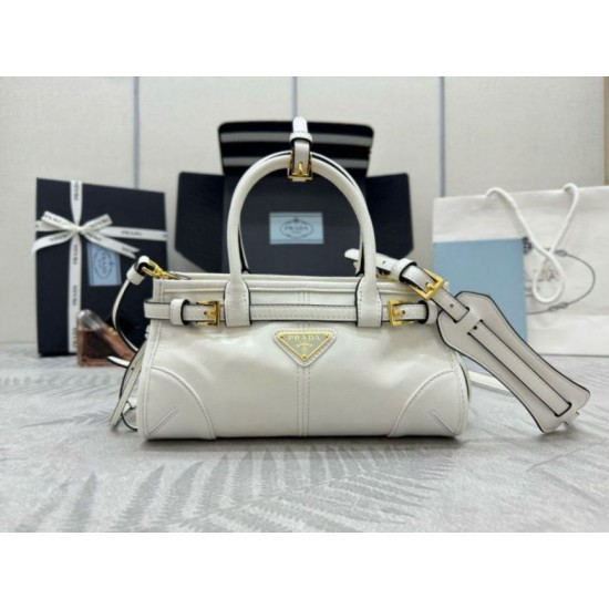 Super Clone Replica Prada Bonnie Mini Handbag 1BA486 White Top Replica Prada Bonnie Mini Handbag 1BA486 White