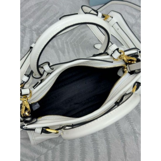 Super Clone Replica Prada Bonnie Mini Handbag 1BA486 White Top Replica Prada Bonnie Mini Handbag 1BA486 White