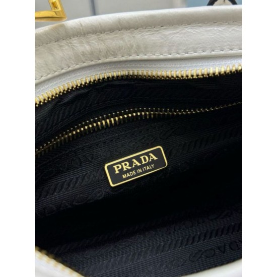 Super Clone Replica Prada Bonnie Mini Handbag 1BA486 White Top Replica Prada Bonnie Mini Handbag 1BA486 White