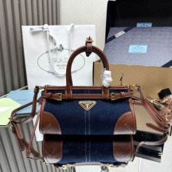 Top Replica Prada Bonnie Mini Handbag 1BA486 Blue/Brown