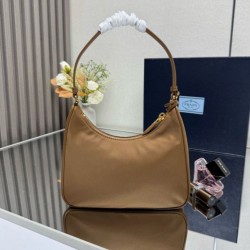 Top Replica Prada Re-Edition 2005 Re-Nylon Saffiano Mini Hobo Bag 1N204M Brown