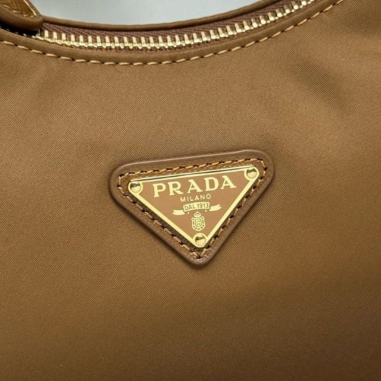 Top Replica Prada Re-Edition 2005 Re-Nylon Saffiano Mini Hobo Bag 1N204M Brown