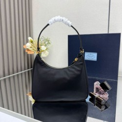 Top Replica Prada Re-Edition 2005 Re-Nylon Saffiano Mini Hobo Bag 1N204M Black